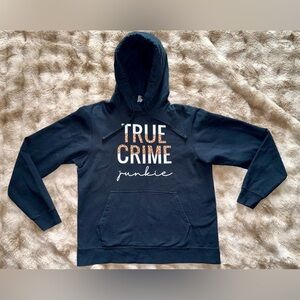 True Crime Junkie Black Graphic Pullover Hoodie Size Medium